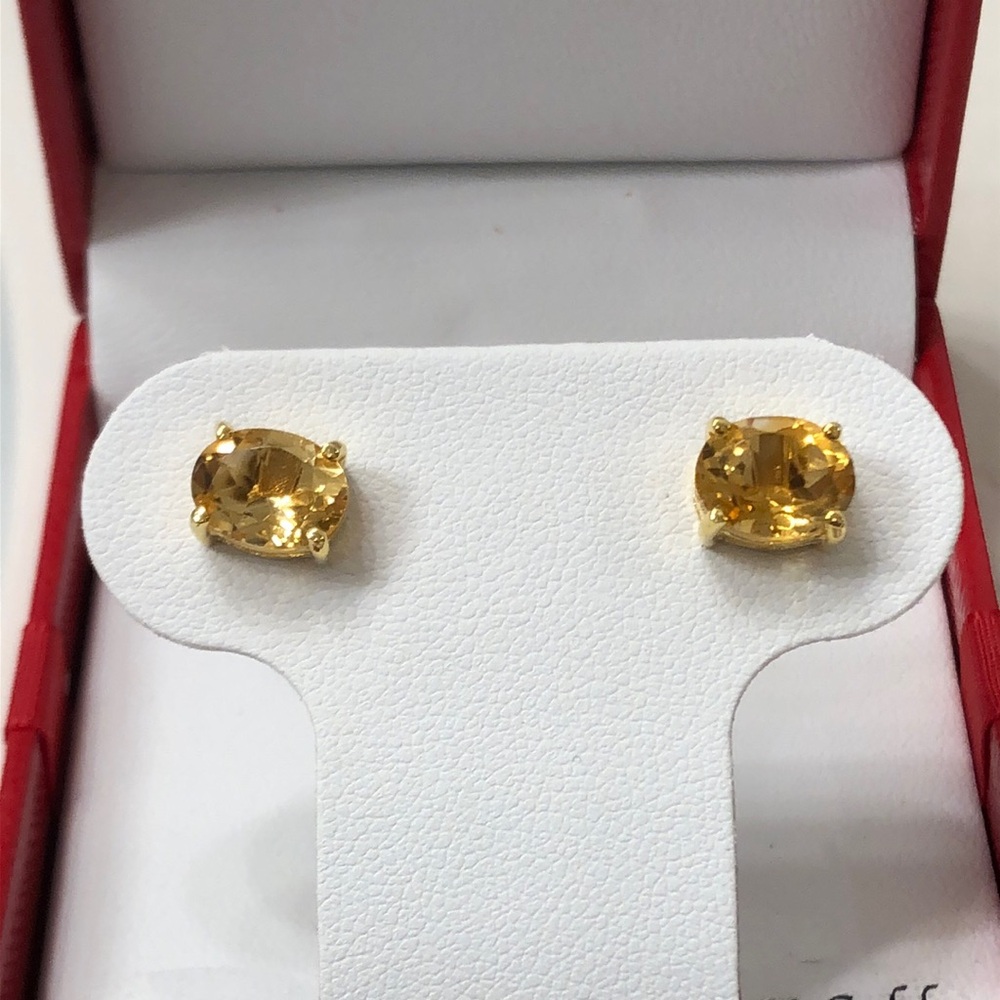 Savvy Cie Gold Citrine Stud Earrings